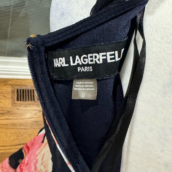 Karl Legerfeld Paris Chiffon Floral Dress Sleeveless Size 0 - Picture 6 of 7